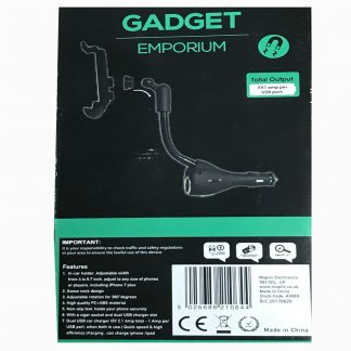 GADGET Emporium USB Car Charger Magnetic Goose Neck Adjustable All Phone Sizes
