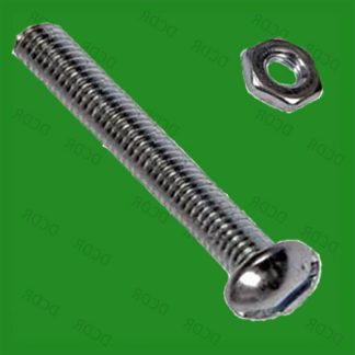 20x 2BA 1.5" (38mm) Slotted Round Head Steel Machine Screws, Nut & Bolt Set BZP
