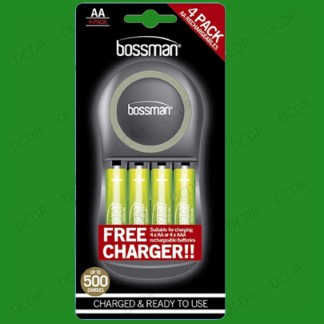 AA & AAA NiMH & NiCd Battery Charger, Includes 4x AA NiMH Rechargable Batteries
