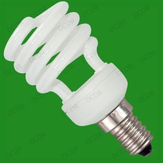 6x 14W Low Energy CFL Mini Spiral Light Bulbs; E14, Small Screw, SES, UK Stock