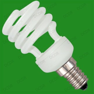 4x 14W Low Energy CFL Mini Spiral Light Bulbs; E14, Small Screw, SES, UK Stock