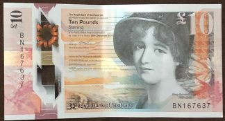 £10 Scottish Polymer Plastic Ten Pound Bank Of Scotland Note, Mary Somerville