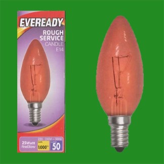 10x 25W Red Fireglow SES E14 Candle Light Bulb, Electric Fires, Brooders etc.