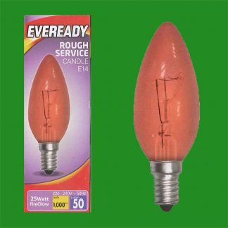 20x 25W Red Fireglow SES E14 Candle Light Bulb, Electric Fires, Brooders etc.