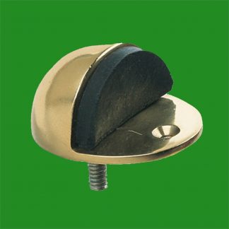 Brass Coated Oval Screw In Anti-Turn Floor Door Stop, Rubber Protected Stopper