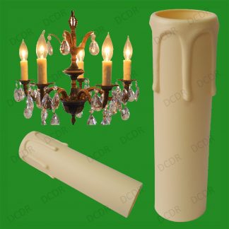 12x Ivory Drip Candle Wax Effect Chandelier E14 Light Bulb Sleeve 105mm x 27mm