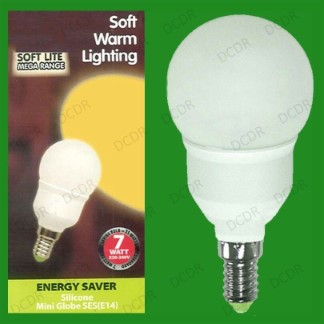2x 7W Low Energy CFL Globe Round Golf Light Bulb SES E14 Small Edison Screw Lamp