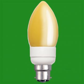 2x 5W CFL Amber Coloured Candle Light Bulb BC B22 Bayonet Cap Lamp