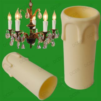 10x Ivory Drip Candle Wax Effect Chandelier Light Bulb Cover Sleeve 55mm x 27mm