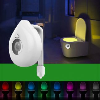 8 Colour Changing LED PIR Motion Activated Sensor Toilet Bathroom Night Light