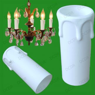12x White Drip Candle Wax Effect Chandelier Light Bulb Cover Sleeve 55mm x 27mm