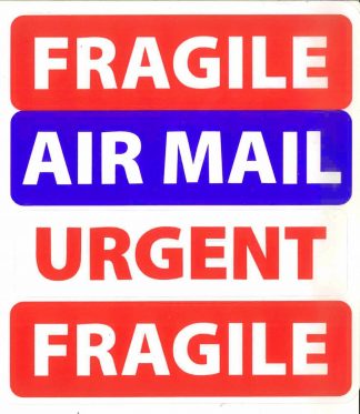 24x Large Fragile, Air Mail, Urgent Postal Parcel Stickers Labels, Self Adhesive