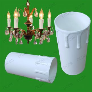 6X White Drip Candle Wax Effect Chandelier Light Bulb Cover Sleeve 85mm x 40mm
