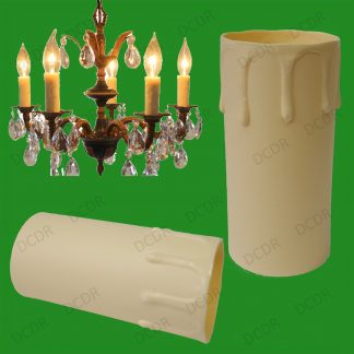 4x Ivory Drip Candle Wax Effect Chandelier Light Bulb Cover Sleeve 85mm x 40mm