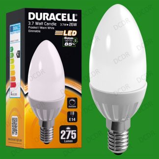 2x 3.7W Dimmable Duracell LED Pearl Candle Instant On Light Bulb SES E14 Lamp