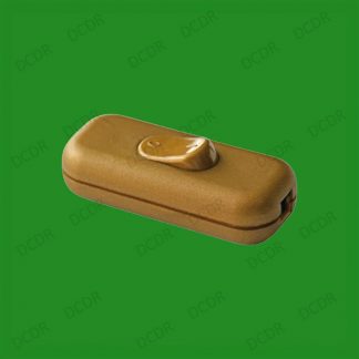 Gold 3 Core In line Lighting Lamp Rocker On Off Switch, 110 to 250V, 2A,