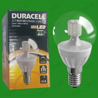 6x 3.7W Dimmable Duracell LED Clear Mini Globe Instant On Light Bulb SES E14