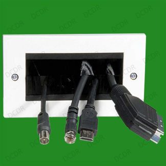 2 Gang,  Brush Plate, Cable Tidy Entry, TV, AV, Computer Double Wall Outlet