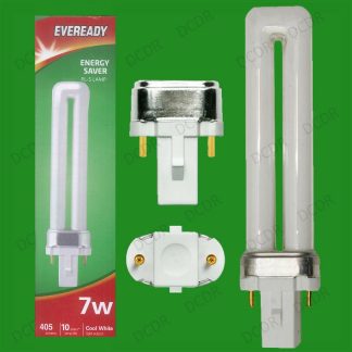 2x 7W G23 2 pin Low Energy CFL PL-S PLS Stick Light Bulb 4000K Cool White Lamp