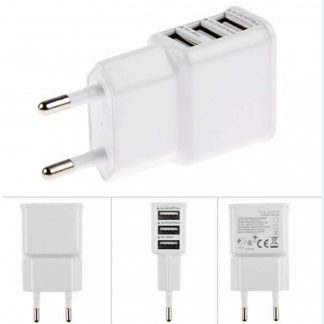 1x White 6A 3 USB Port EU Mains Wall Plug Charger Adaptor Samsung Apple Tablet
