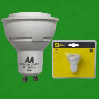 10x AA 4W GU10 LED Spotlight, Instant on, Ultra Low Energy 3000K Light Bulb Lamp