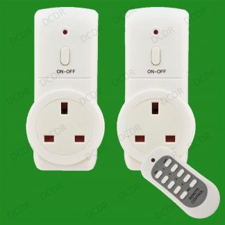 2x Wireless UK Plug-in Mains Remote Controlled Energy Saving Sockets Switch Set