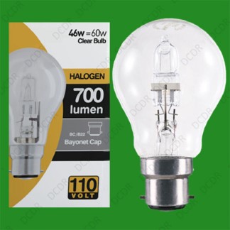 10x 110V 46W=60W Halogen GLS B22 Clear Construction Site Festoon Light Bulb Lamp