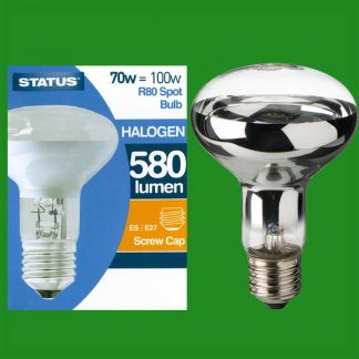 8x 70W (=100W) Halogen R80 Dimmable Clear Reflector Spot Light Lamp ES E27 Bulb