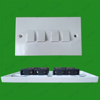4 Gang, 2 Way, White Plastic Light Switch, 10A, 250V, BSEN60669-1
