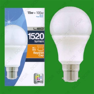4x 15W (=100W) LED Pearl GLS Light Bulb Standard Shape BC Bayonet Cap B22 Lamp