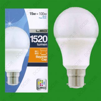 12x 15W (=100W) LED Pearl GLS Light Bulb Standard Shape BC Bayonet Cap B22 Lamp