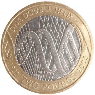 2003 UK £2 D.N.A Double Helix 50 Year Anniversary (1953) Two Pound Coin