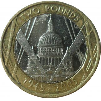 2005 UK £2 St. Pauls Cathedral 60y Anniversary End World War II Two Pound Coin