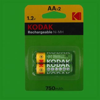 2x AA Kodak 1.2V Nickel Metal (Ni-MH) Rechargeable Batteries 750mAh Capacity