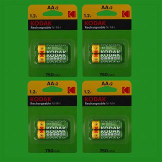 8x AA Kodak 1.2V Nickel Metal (Ni-MH) Rechargeable Batteries 750mAh Capacity