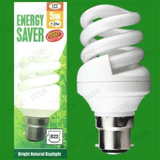 5W (=25W) Daylight Quick Start Low Energy CFL SAD 5600K White Light Bulb BC B22