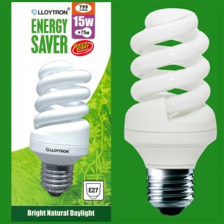 4x 15W (=75W) Quick Start Low Energy Daylight CFL Spiral Light Bulb, E27 Screw