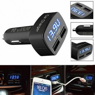 4 In 1 Dual USB 3.1A Mobile GPS Phone Car Charger,Temperature, Amperage, Voltage