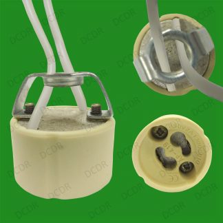 2x GU10 Ceramic Sockets & M10 Bracket, Halogen LED Bulb Lamp Holder Fixing Base