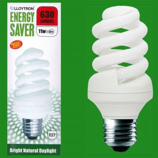 4x 11W (=52W) Quick Start Low Energy Daylight CFL Spiral Light Bulb, E27 Screw