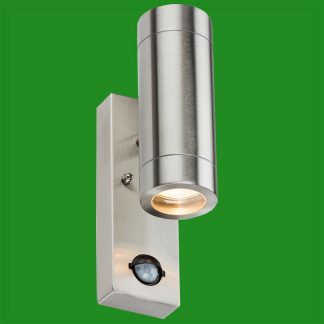 2x PIR Stainless Steel Up & Down Outdoor IP44 Motion Sensor Security Wall Light