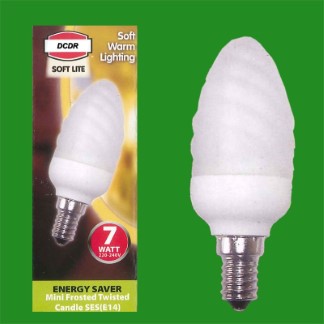 12x 7W Low Energy CFL Mini Frosted Twisted Candle Light Bulbs E14 SES 2700K Lamp