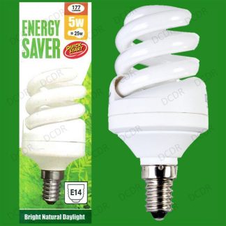 8x 5W Daylight Quick Start Low Energy CFL SAD 5600K White Light Bulb SES E14