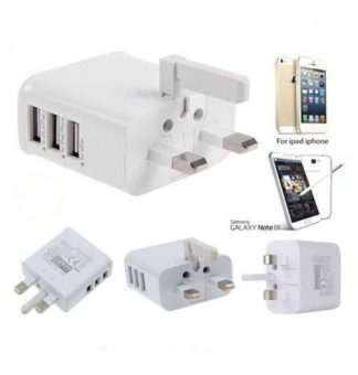 1x White 6A 3 USB Port UK Mains Wall Plug Charger Adaptor Samsung Apple Tablet