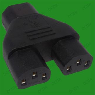 6x Black IEC Socket to Two IEC Plug Splitter Adaptor, 230V 10A, Power, Computer