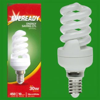4x 9W (=30W) Energy Saving CFL Spiral SES E14 Edison Screw Light Bulb Lamp