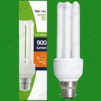 10x 15W Low Energy Power Saving CFL Stick Light Bulbs lamp, Bayonet Cap B22 BC