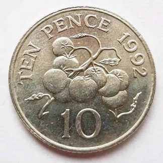 1992 UK 10p Coin Bailiwick Of Guernsey Tomato Plant Rare 10 Pence Piece
