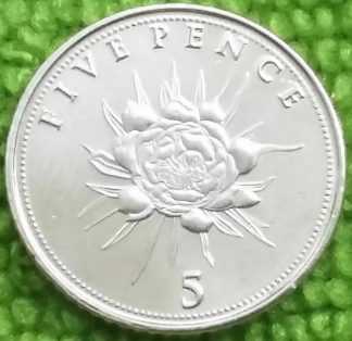 2016 UK 5p Coin Gibraltar Flower Candytuft Rare 5 Pence Piece