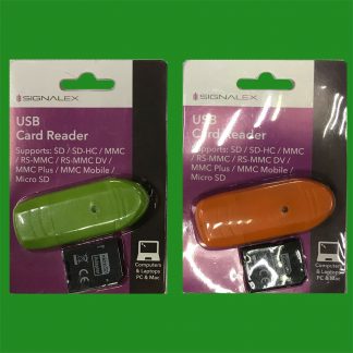 Orange/Green Multi Compatible USB Memory Card Reader PC/MAC, SD, SD-HC, MMC
